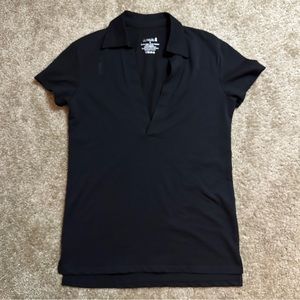 JJ Malibu - Fitted Deep V-Neck Polo Shirt - Black - Size Small